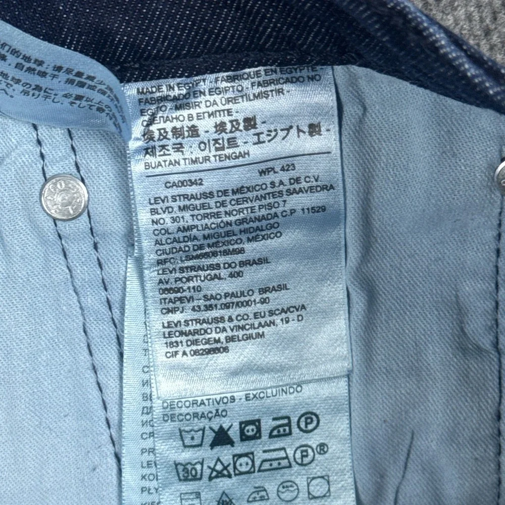 Levis 514 Jeans Mens 34x32 Blue Denim Straight Leg Stretch Denim Zip‎ Fly